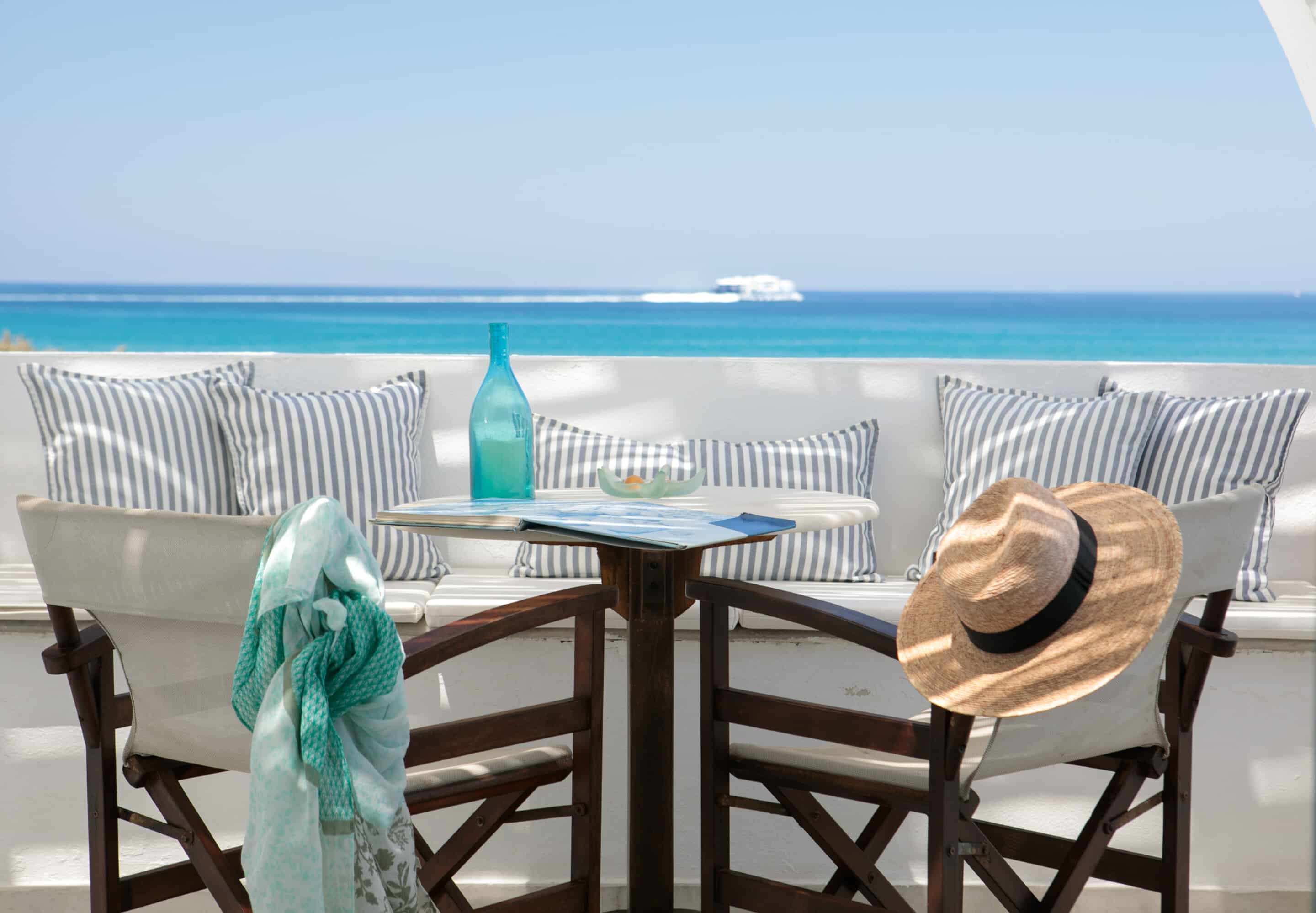 The exterior veranda of a suite at Villa Marandi